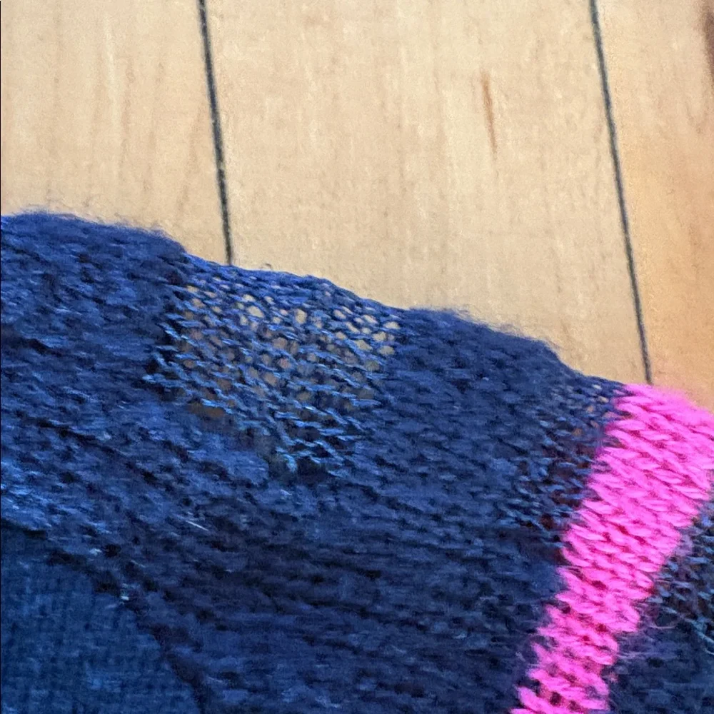 Women's Navy and Pink Sweater Lattice Sleeve Estaban Cortazar - Picture 4 of 11